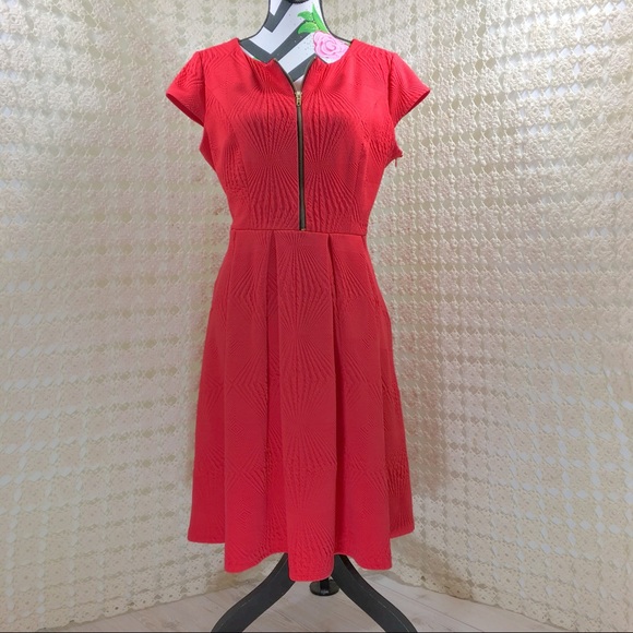 Signature by Sangria Dresses & Skirts - Sangria Size 14 Coral/Orange Fit & Flair Dress